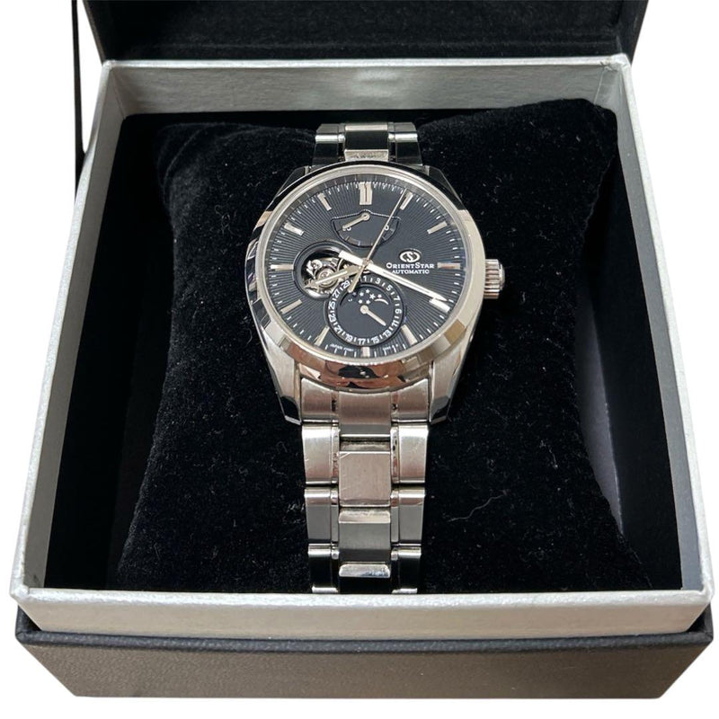 ORIENT STAR RK-AY0001B Automatic Black Dial Moon Phase Open Heart SS Bracelet