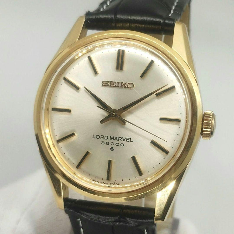 Seiko Lord Marvel 36000 5740-8000 Hand Wind 23J Stainless Steel Gold 35mm Watch