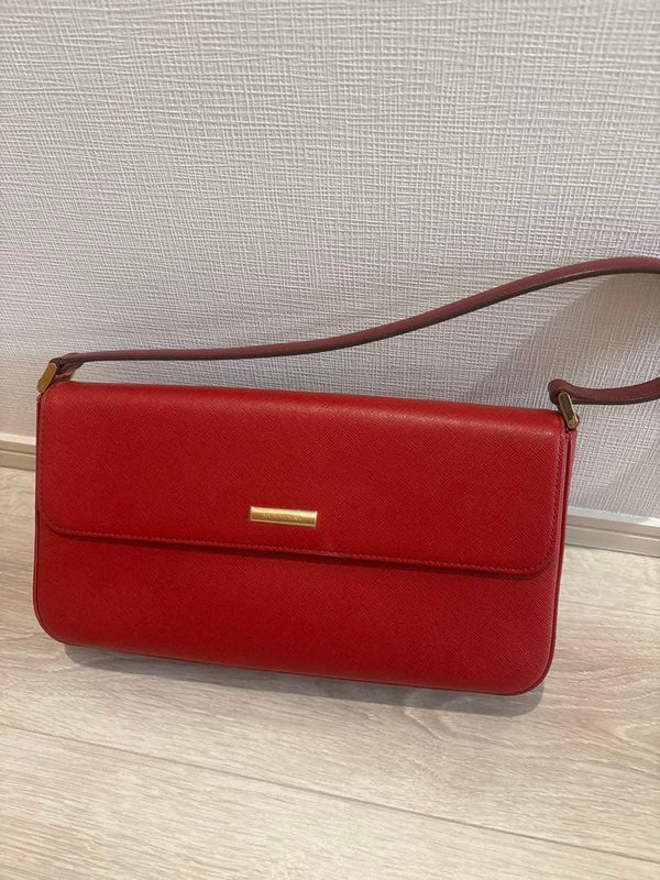 Burberry Red Checkered Top Handle Handbag 17cm H 31cm W 7.5cm D Black Strap