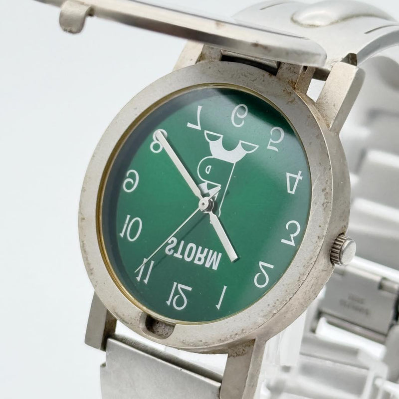 STORM London Backwards Flip Top Reverse Mirror Watch 35mm Case Green Dial