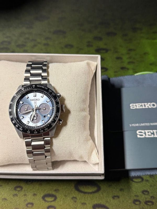 SEIKO PROSPEX SPEEDTIMER SBDL109 Solar Chronograph Ice Blue Stainless Steel