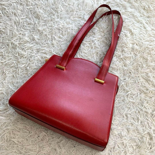 Dunhill Red Leather Square Silhouette Handbag 30cm H 32.5cm W 10cm D