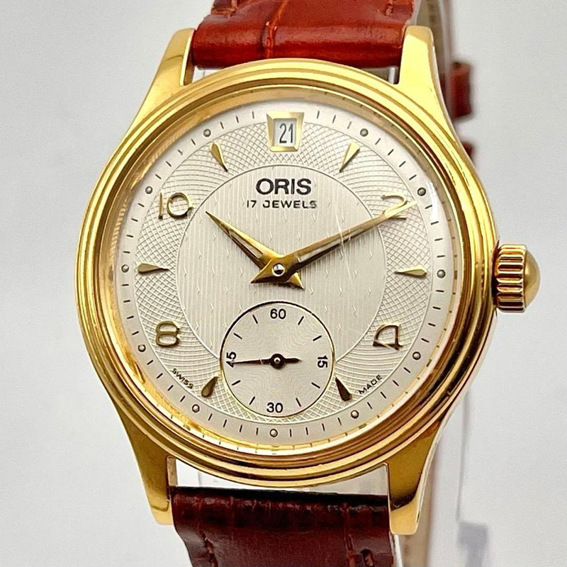 Oris 7459-26 Mens Hand Winding SS 31.2mm White Dial 17J Small Second Date Watch