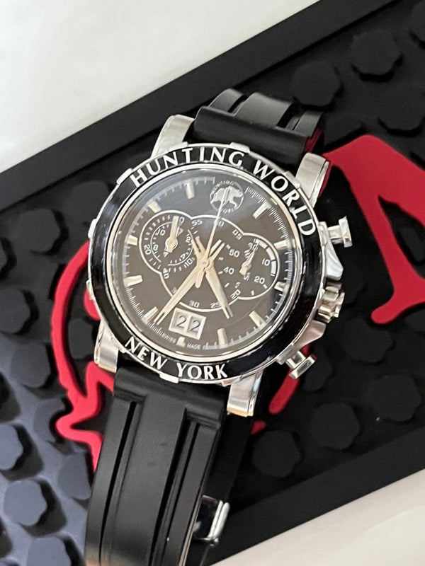 HUNTING WORLD Mens Quartz Chronograph Watch Orange Dial HW-907 Quartz Movement