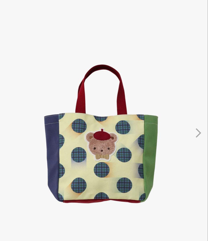 Familiar Tote Bag Handkerchief Set 680207 Cotton 23x23x10 Geometric Bear Limited