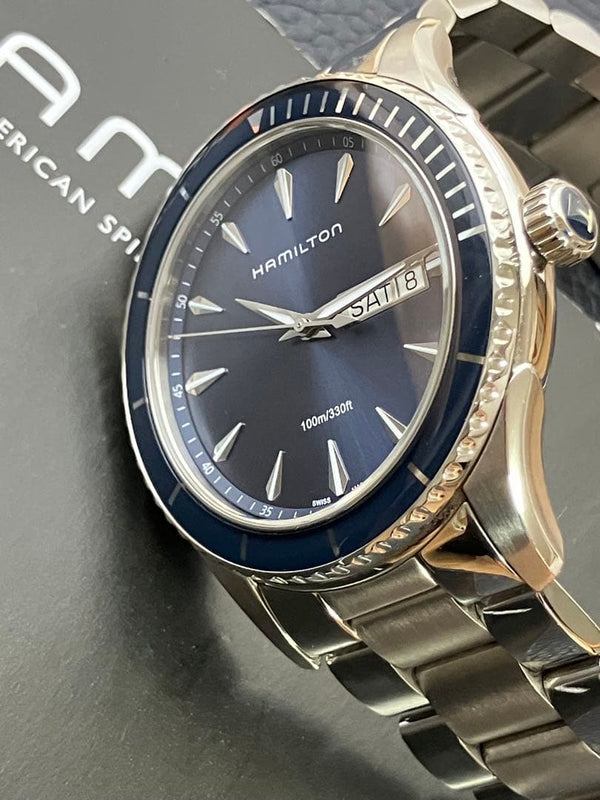 Hamilton Seaview Day Date H37551141 Quartz Blue Dial Watch Outer Bezel 18.5cm
