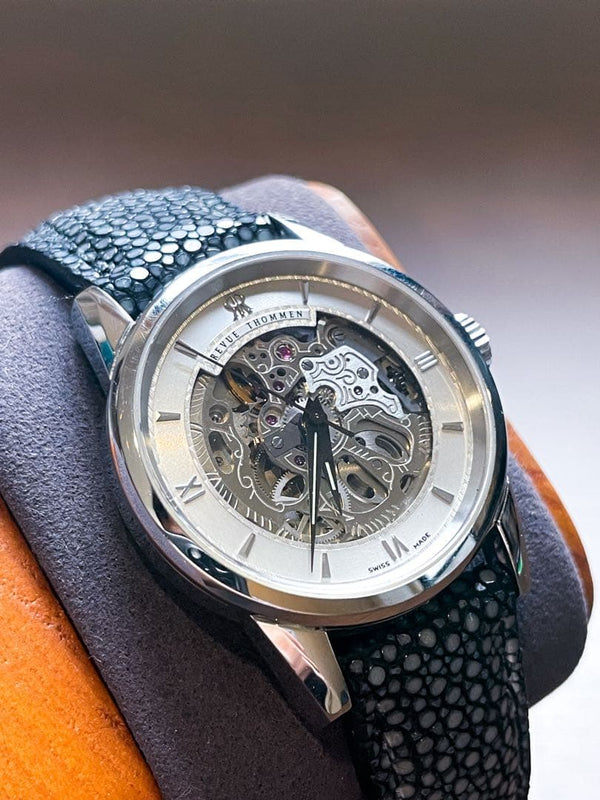 Revue Thommen 5410002 Automatic Skeleton Watch 34.3mm Case Stingray Leather
