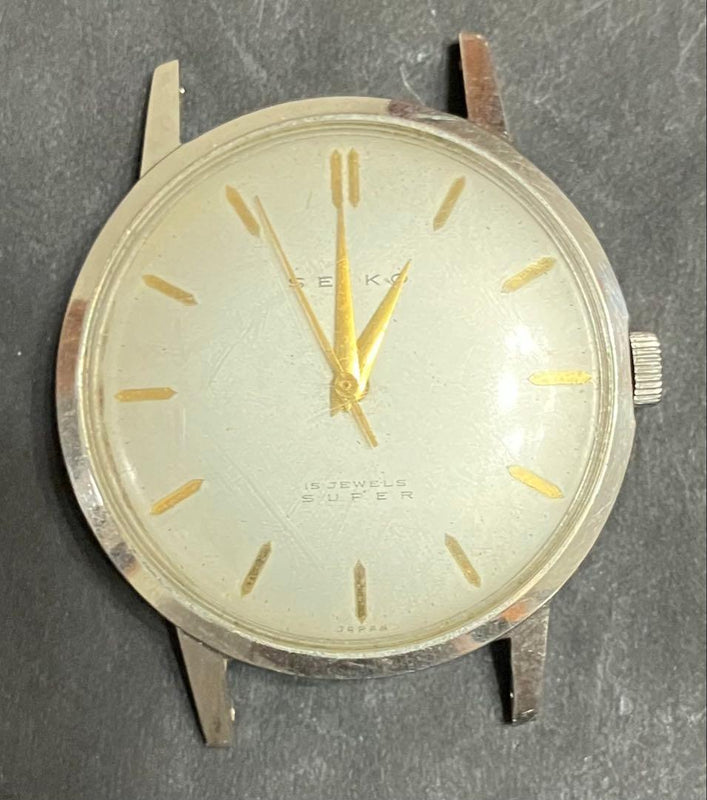 SEIKO SUPER N4007 15JEWELS Manual-Wind Movement Watch Head No Band 31.5mm 1950s