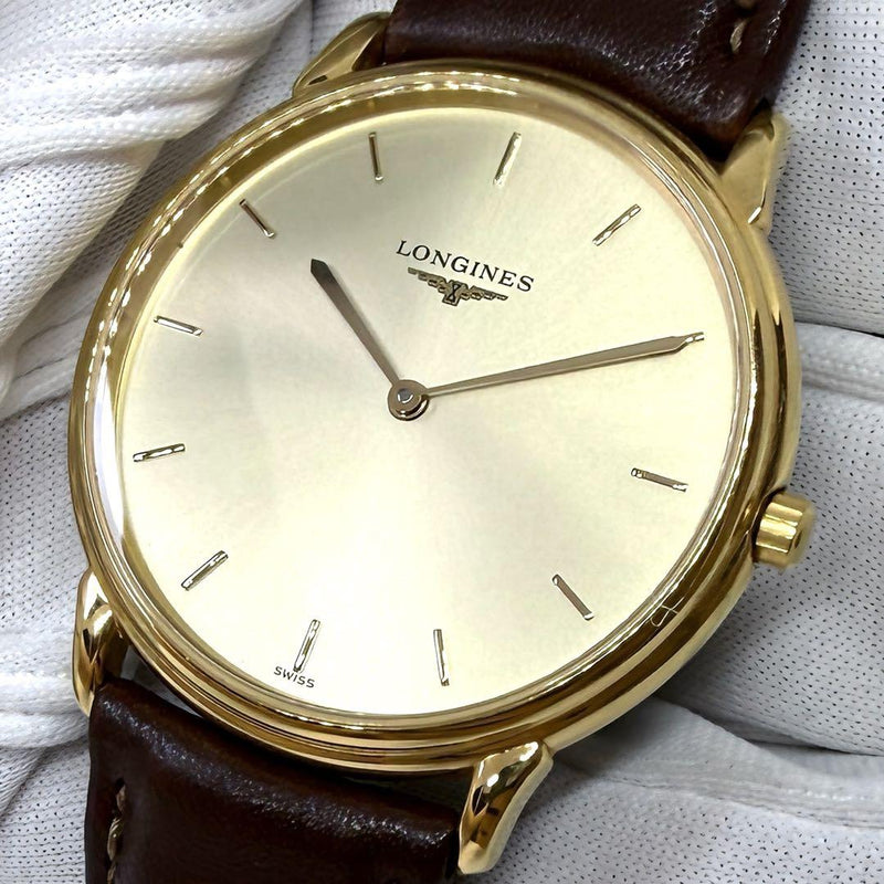 Longines Grand Classic L4.876.2 Quartz Gold Dial 33mm 2-Hand Mens Leather Watch