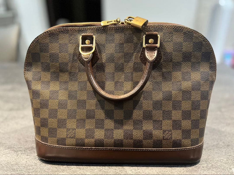 LOUIS VUITTON Alma Handbag N51131 Damier Canvas Leather Brown Ebene Womens