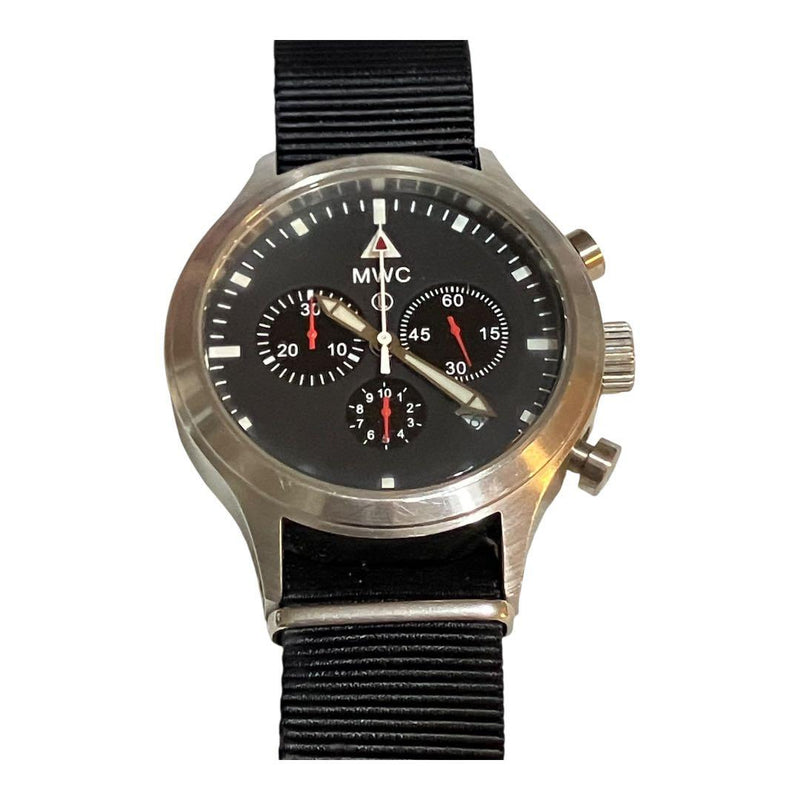 MWC Military Watch Company Chronograph Black Dial Red Hands Nylon Band