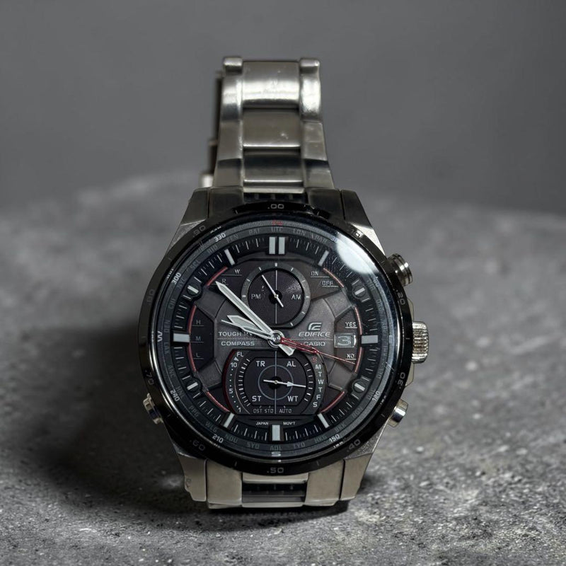 Casio Edifice EQW-A1200 Watch Solar Multi Band 6 Stainless Steel Black Dial