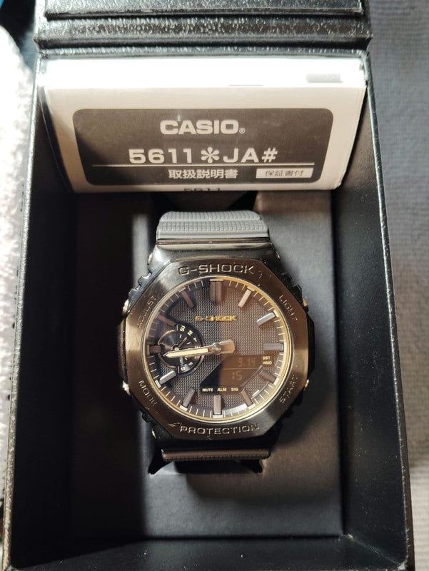 G-SHOCK GM-2100LXB-1A9JF Watch Black Gold Metal Bezel Aftermarket Metal Band
