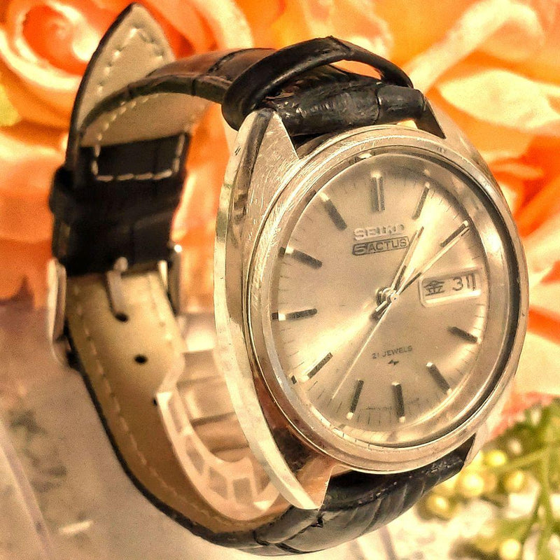 Seiko 5 Actus 7019-7070 Automatic 21J 31mm Silver Day-Date Mens Watch 1971