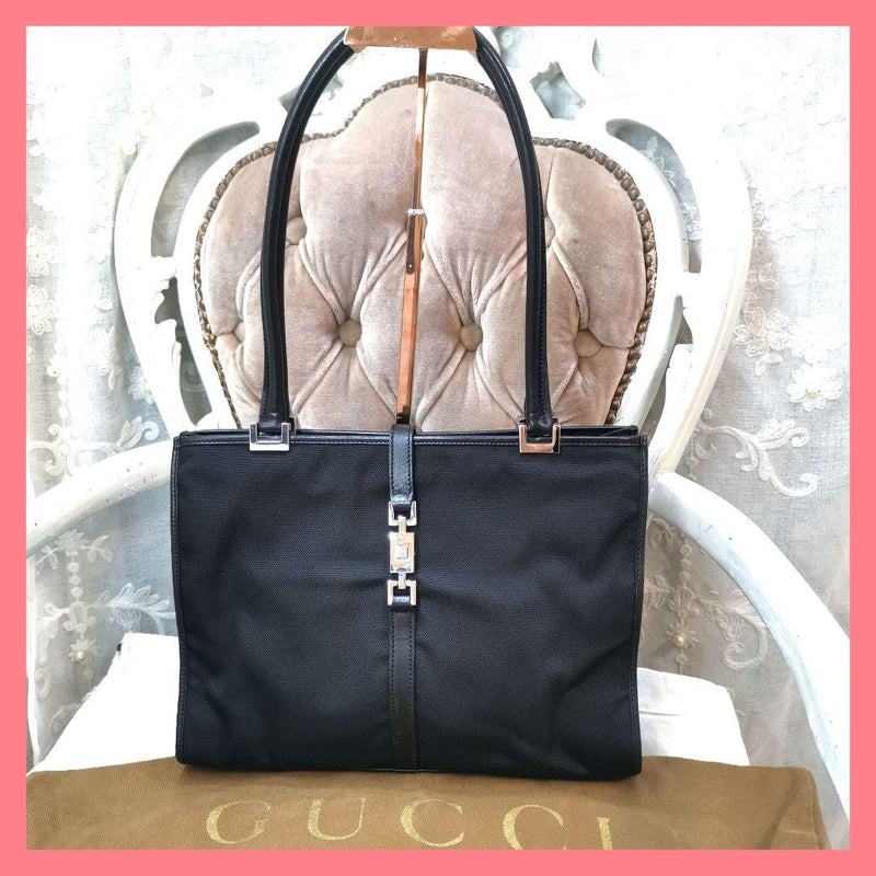 GUCCI Black Jackie Shoulder Tote Bag 23cm H 31cm W 9cm D Made in Italy B459