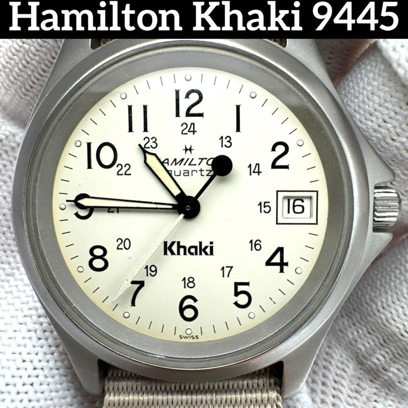 HAMILTON Khaki 9445 Quartz 33mm Stainless Steel White Dial Serviced New Battery