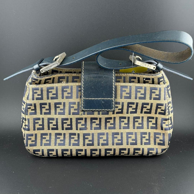 Fendi Zucchino Mini Mamma Baguette Shoulder Bag Brown 21x14.5x4.5cm Early 2000s