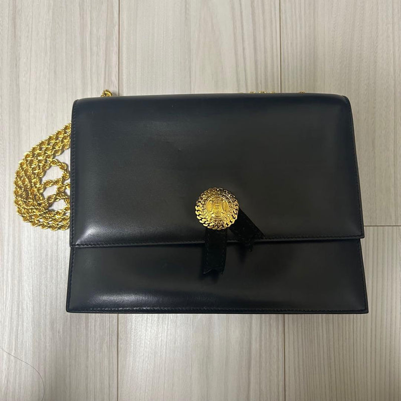 Celine Triomphe Macadam Matelasse Gold Blazon Medal Ribbon Button Chain
