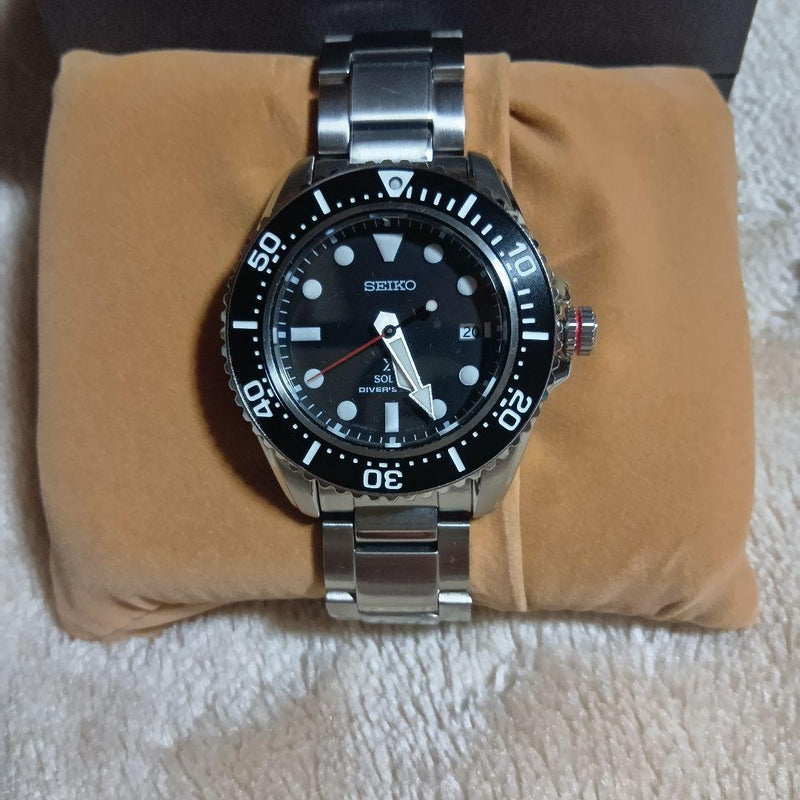 SEIKO Prospex SBDJ051 Solar Diver Watch Black Dial SS Rotating Bezel 200m WR