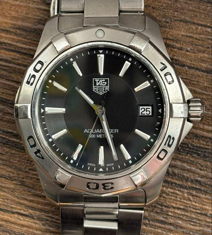 TAG HEUER Aquaracer WAP1110 Quartz 39mm Black Dial Date Rotating Bezel 300M