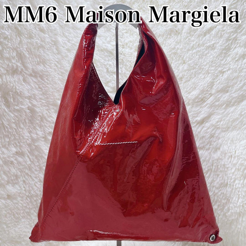 MM6 Maison Margiela Bag Red Enamel Triangle 10.2x13in Grained Calf Spain