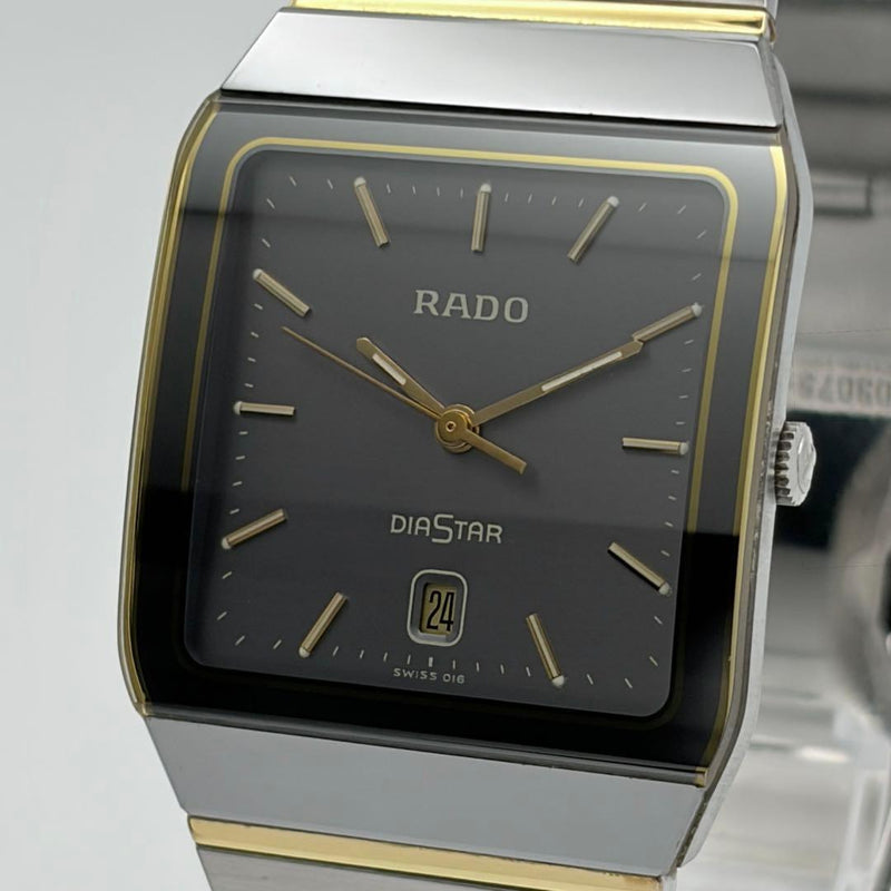 RADO 129.0266.3 DiaStar Quartz Watch 28mm Ceramic Square Gray Dial 1P Diamond