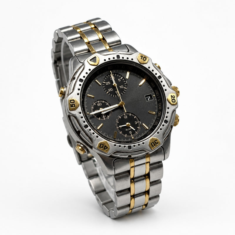 SEIKO 7T32-6E40 Chronograph Quartz Watch Alarm Stainless Steel 37mm 100m WR