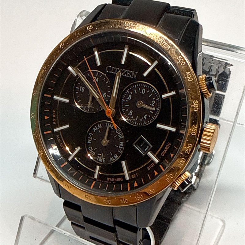 Citizen E820-S114926 Eco-Drive Radio Controlled 39mm SS Black Chrono Mens 100th