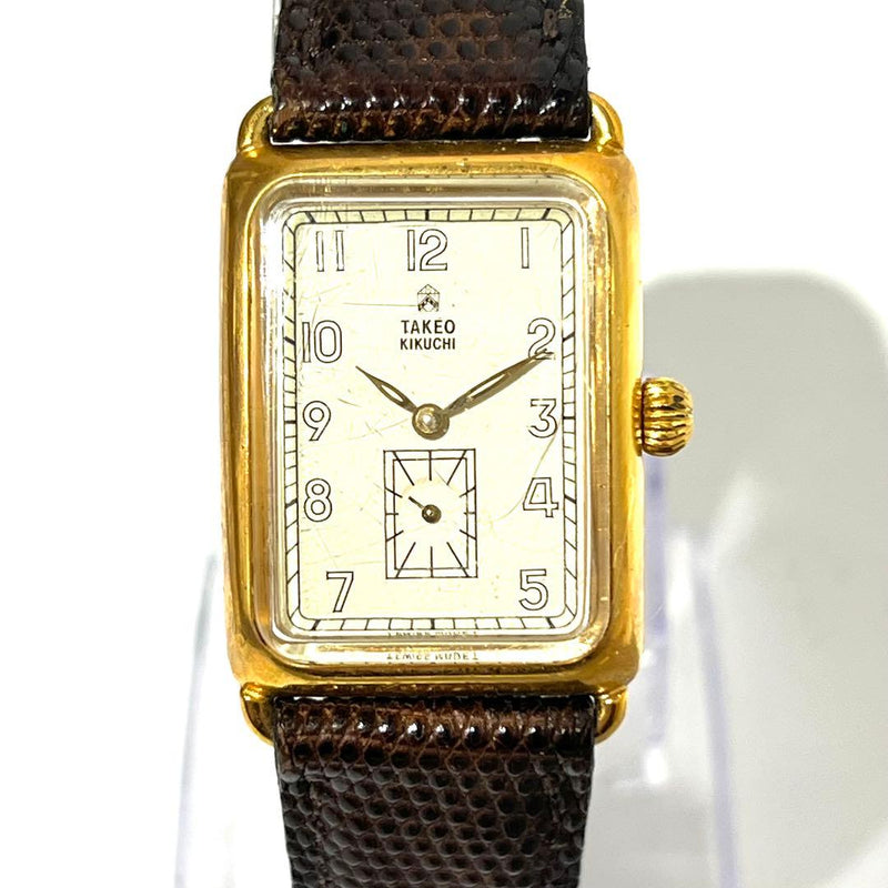 TAKEO KIKUCHI FORTUNE 8.022.0.0 Mens Manual Square Watch Ivory Dial Leather