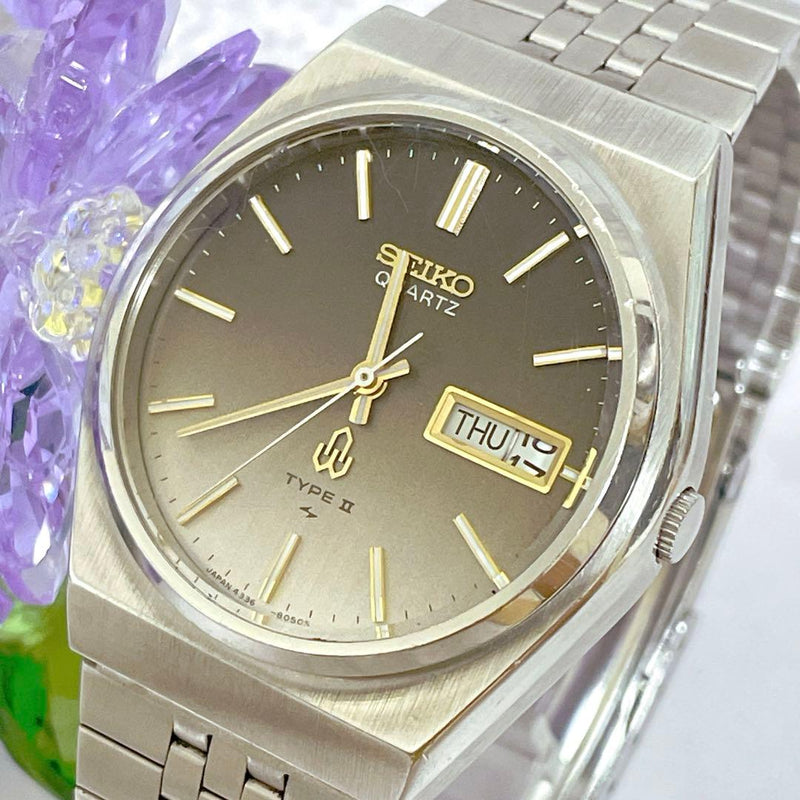SEIKO Type II Watch 992 Quartz Analog Brown Gradation Dial 16cm Wrist