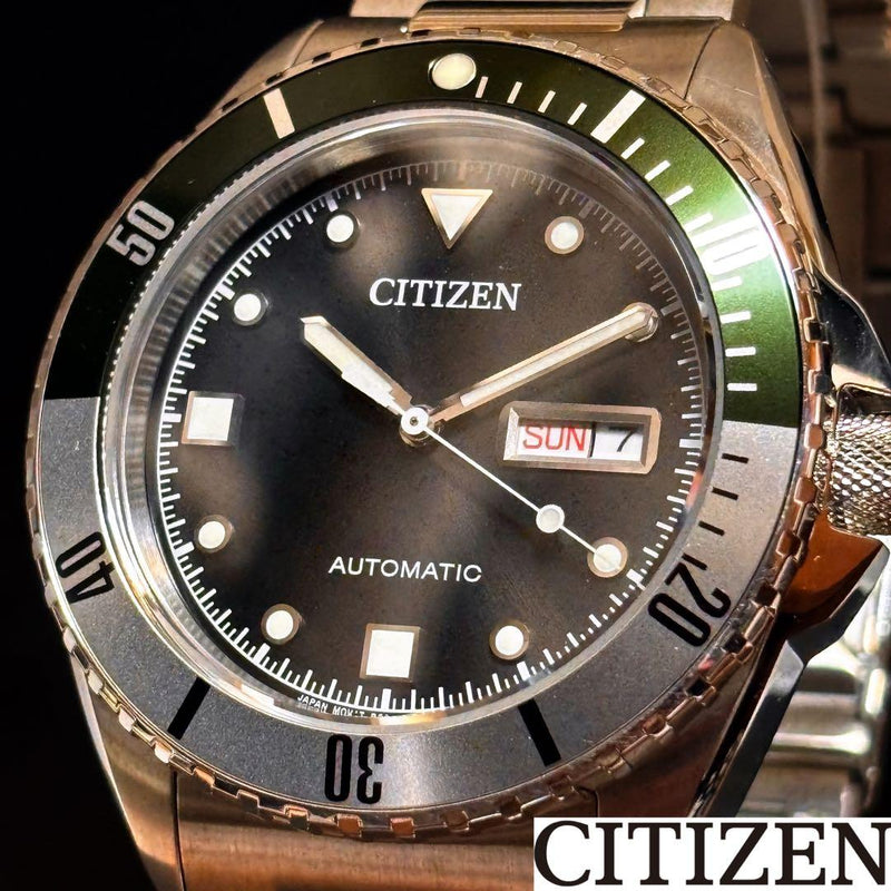 CITIZEN NH7531-50E Automatic 42mm Stainless Steel Black Dial Green Bezel 10 ATM