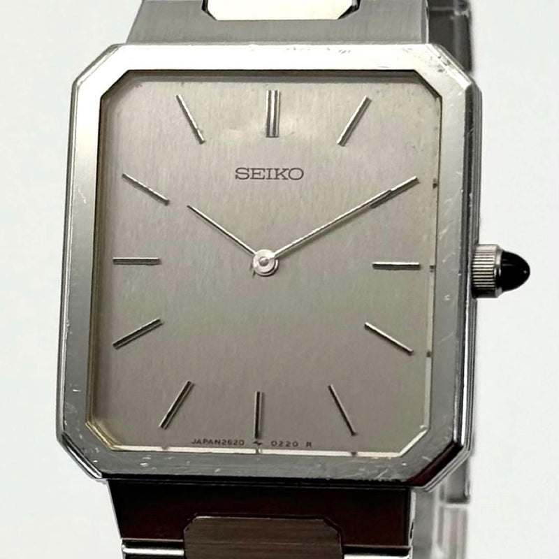 SEIKO Acié 2620-5080 1977 Mens Quartz Watch 26.7mm Silver Dial Steel Brac