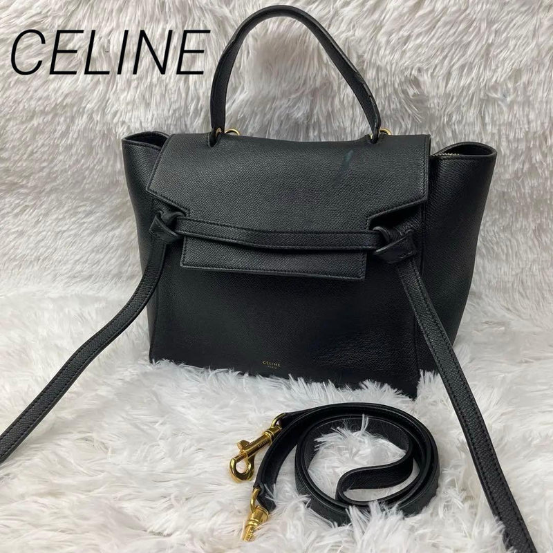 Celine Belt Bag Micro 189153ZVA.38NO Black Grained Calfskin W24cm H22cm D14cm