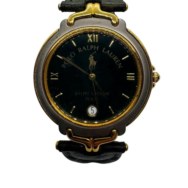 Ralph Lauren Mens Quartz Watch 33mm Case Thickness 6.1mm Leather Steel Band