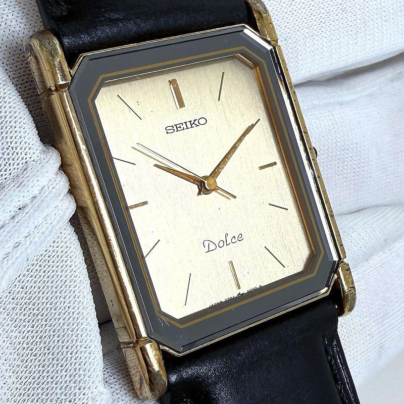 SEIKO Dolce 7741-5050 Quartz Mens Watch Gold Stainless Steel 24x33mm Gold Dial