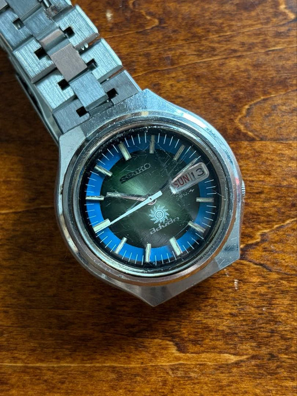 SEIKO Advan Automatic Day Date Cut Glass Green Dial Bracelet 17.5cm Watch