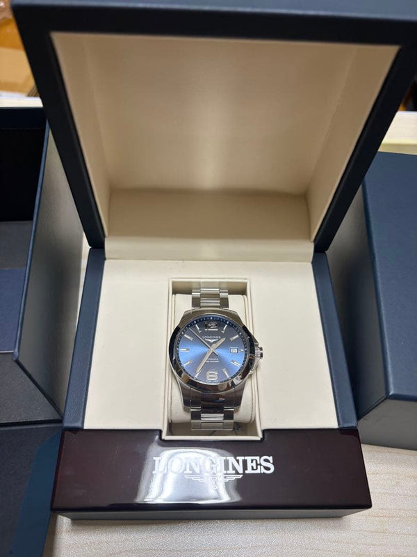 LONGINES Conquest Automatic Movement Blue Color Dial Watch Original Box Papers