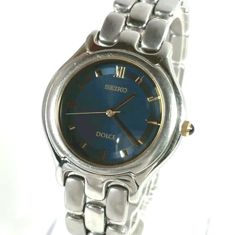 SEIKO DOLCE Working Quartz Blue Dial 32mm Case New Battery Original Band