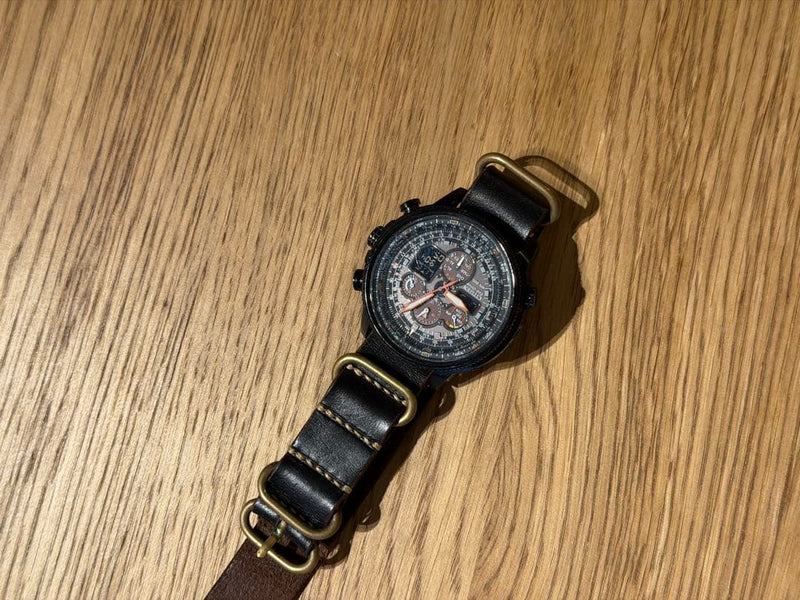 CITIZEN Nighthawk B620-S111846 Eco-Drive All Black IP Chronograph Horween
