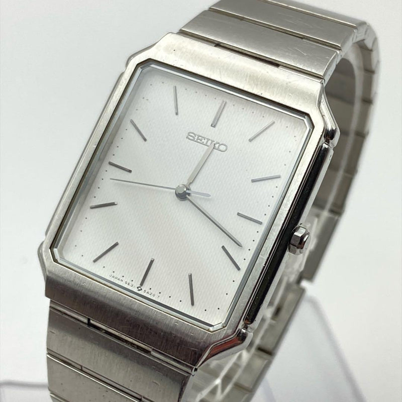 Seiko 5E31-5A20 Unisex Quartz Movement 27.0mm Silver Rectangular Wristwatch
