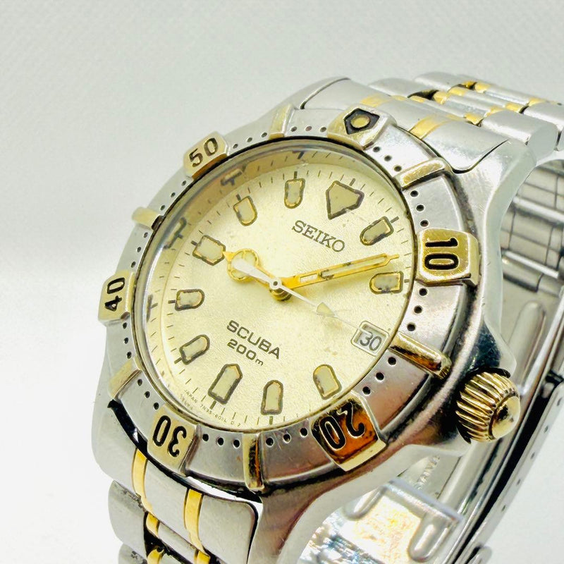 Seiko 7N35-6010 SBBC012 Mens Diver Watch Quartz 37mm 200m Two Tone 1992