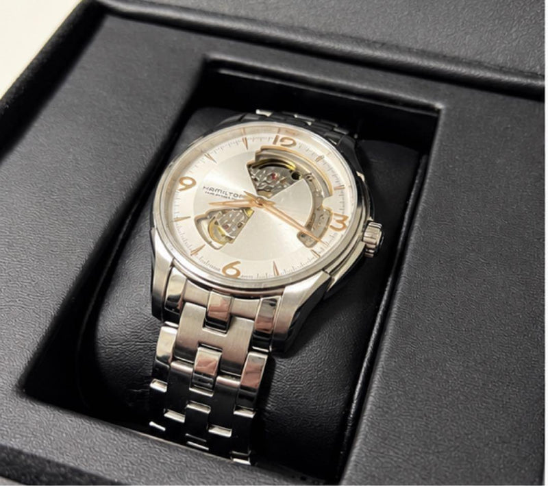Hamilton Jazzmaster Viewmatic Open Heart Auto SS 41mm Silver Leather Watch
