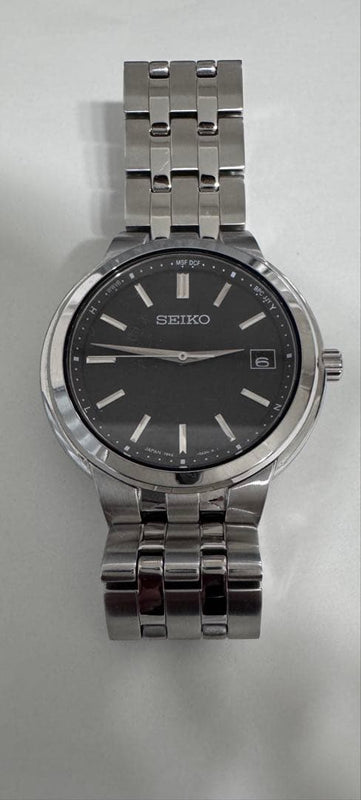SEIKO 7B62-0AA0 Solar Radio Black Dial 39.5mm SS Bracelet Date 10 BAR WR Watch