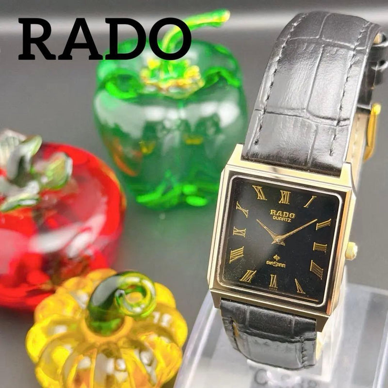 Rado Diastar 121.9517.3 Quartz Mens Tank Square Watch Black Dial 35.1x27.7mm