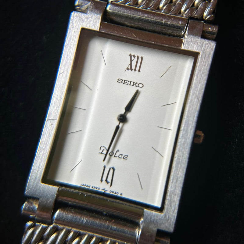 SEIKO Dolce 2N20-5030 Quartz Stainless Steel Square 22x27mm White Dial Mesh