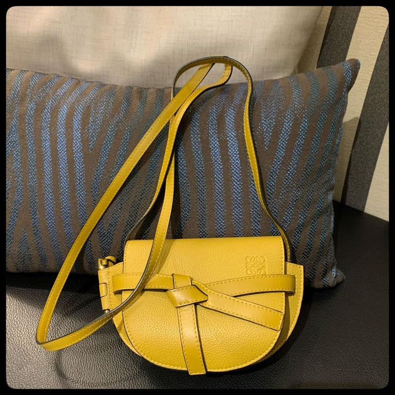 Loewe Gate Mini Crossbody Shoulder Bag Yellow Calfskin Gold Hardware 20x13x8cm