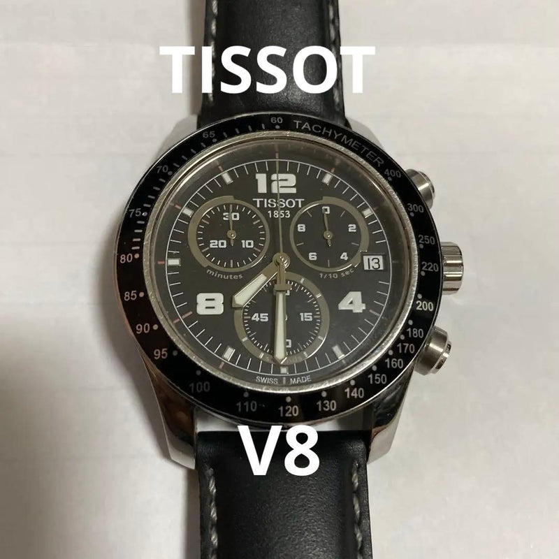 Tissot V8 T039417B Quartz Chronograph Stainless Steel Black Leather 100m Watch