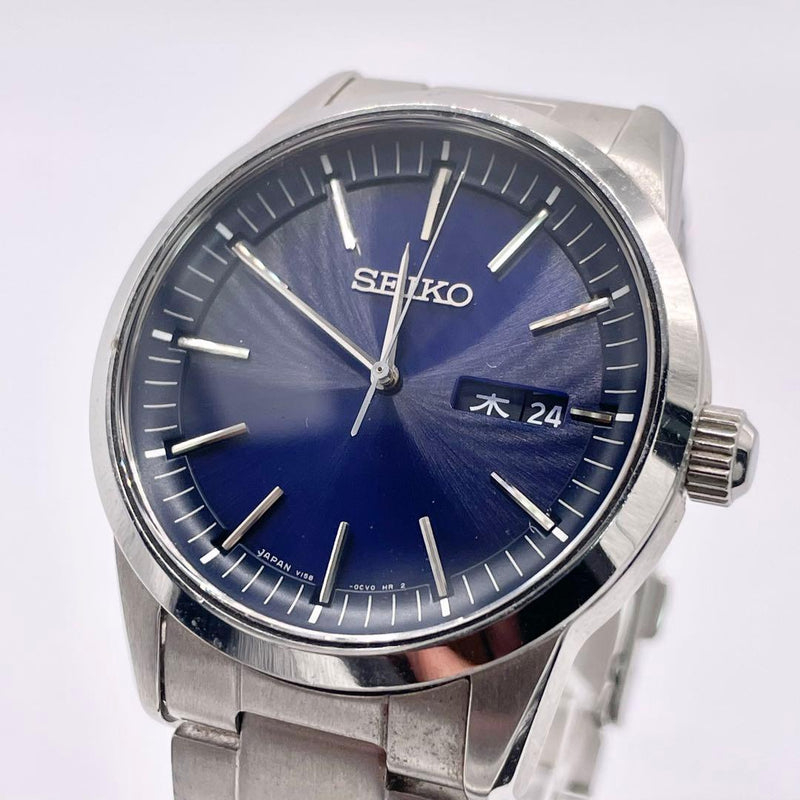 SELECTION SBPX145 Solar Quartz Mens Watch Navy Dial Day Date Display
