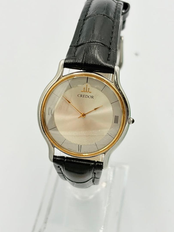 SEIKO CREDOR 5A74-0020 Quartz Watch SS 18K Gold Bezel 32mm 5.3-5.5mm 1985-1991