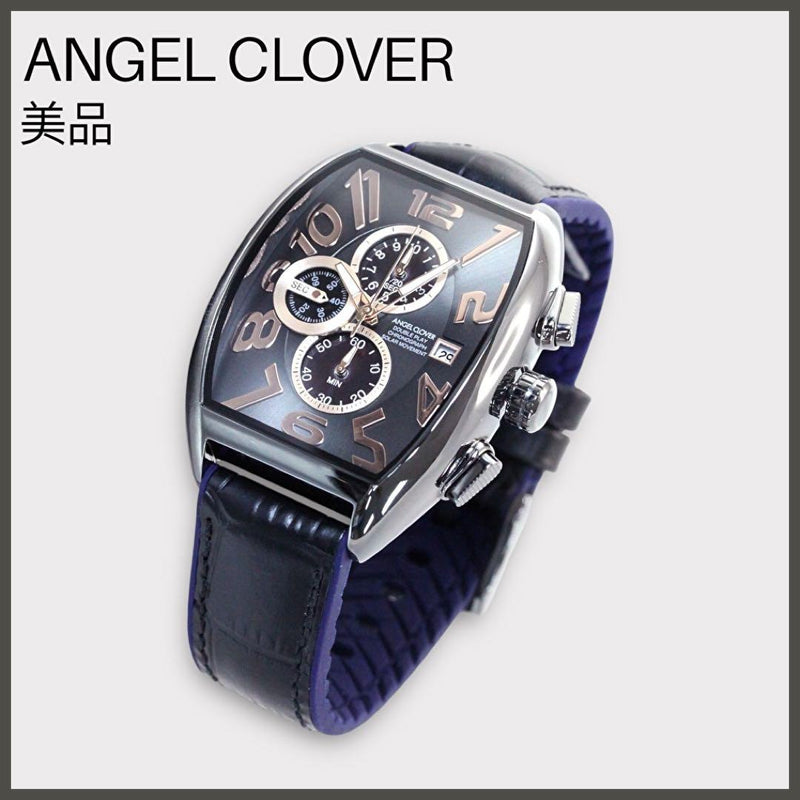 Angel Clover Double Play Solar DPS38GY-BK Mens Solar Quartz Watch Black Navy
